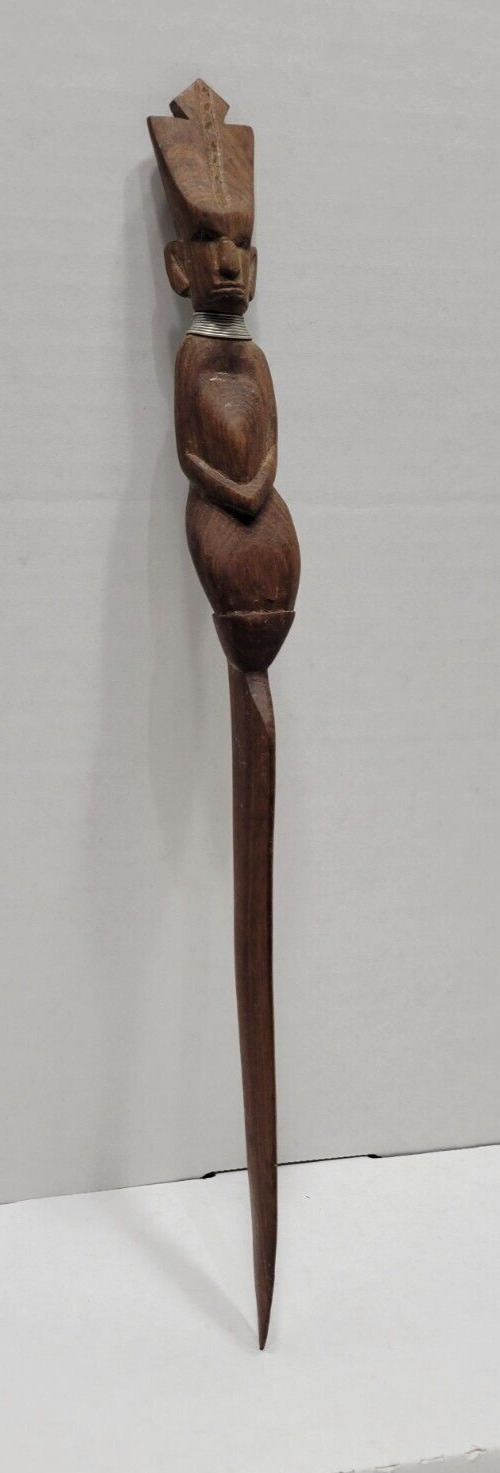 Vintage Hand Carved Tribal African Warrior Wooden Knife Dagger Blade