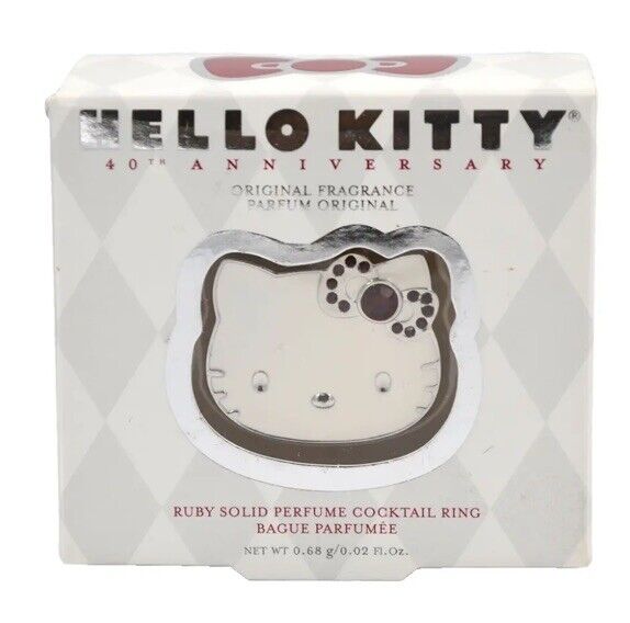 Hello Kitty 40th Anniversary Ruby Solid Perfume Cocktail Ring Collector