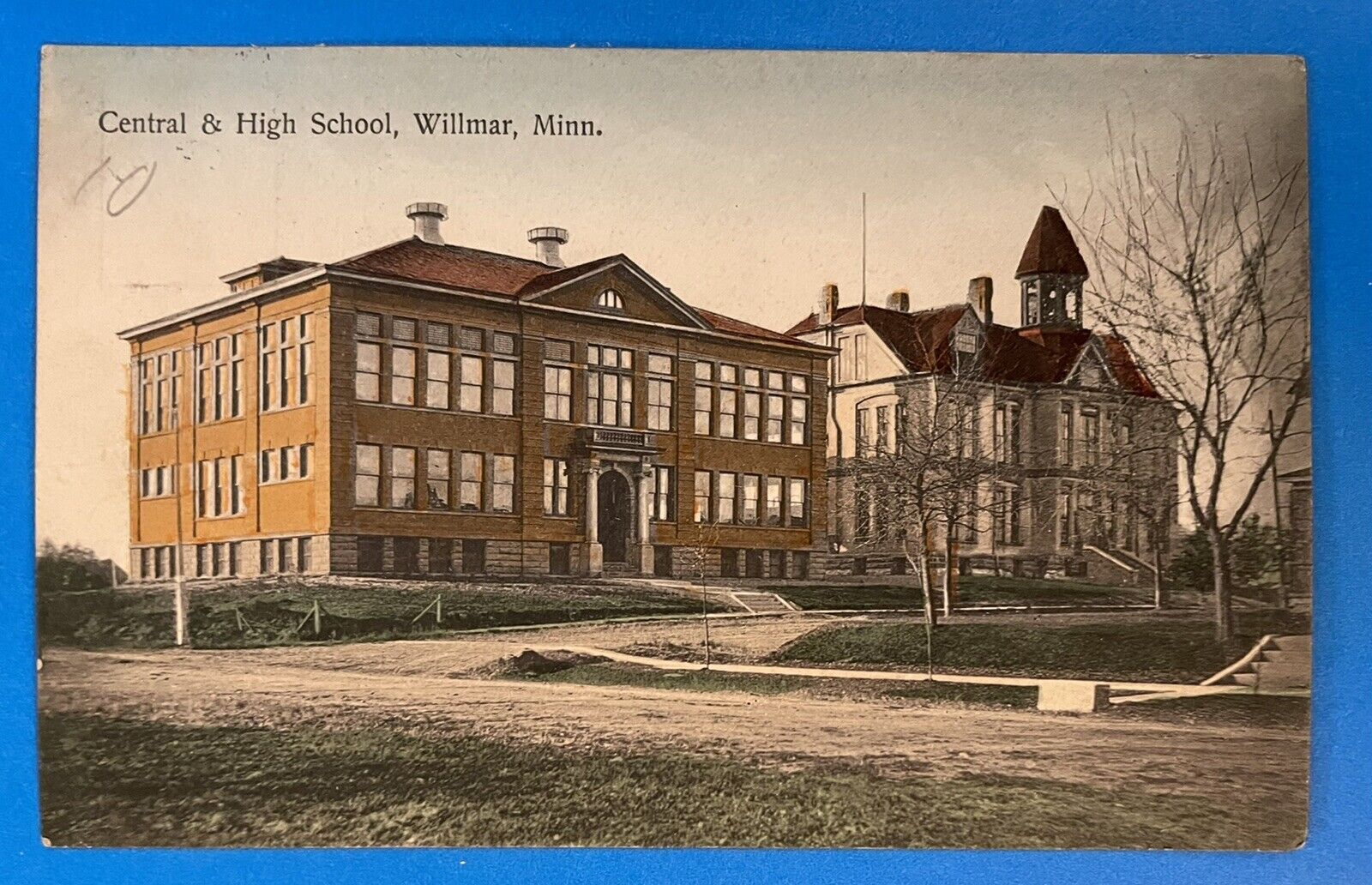 1909 Central & High School Willmar Minnesota MN Postcard