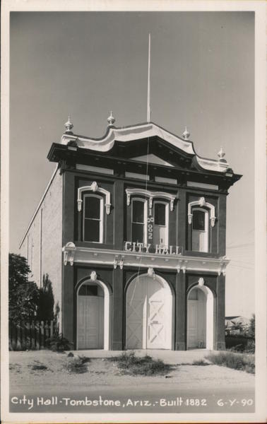 RPPC Tombstone,AZ City Hall-Built 1882 Cochise County Arizona Postcard Vintage