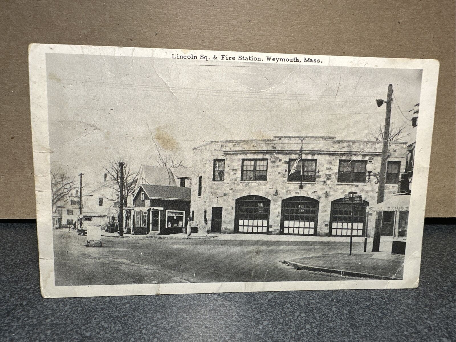 Lincoln Square And Fire Station Weymouth, Massachusetts Postcard