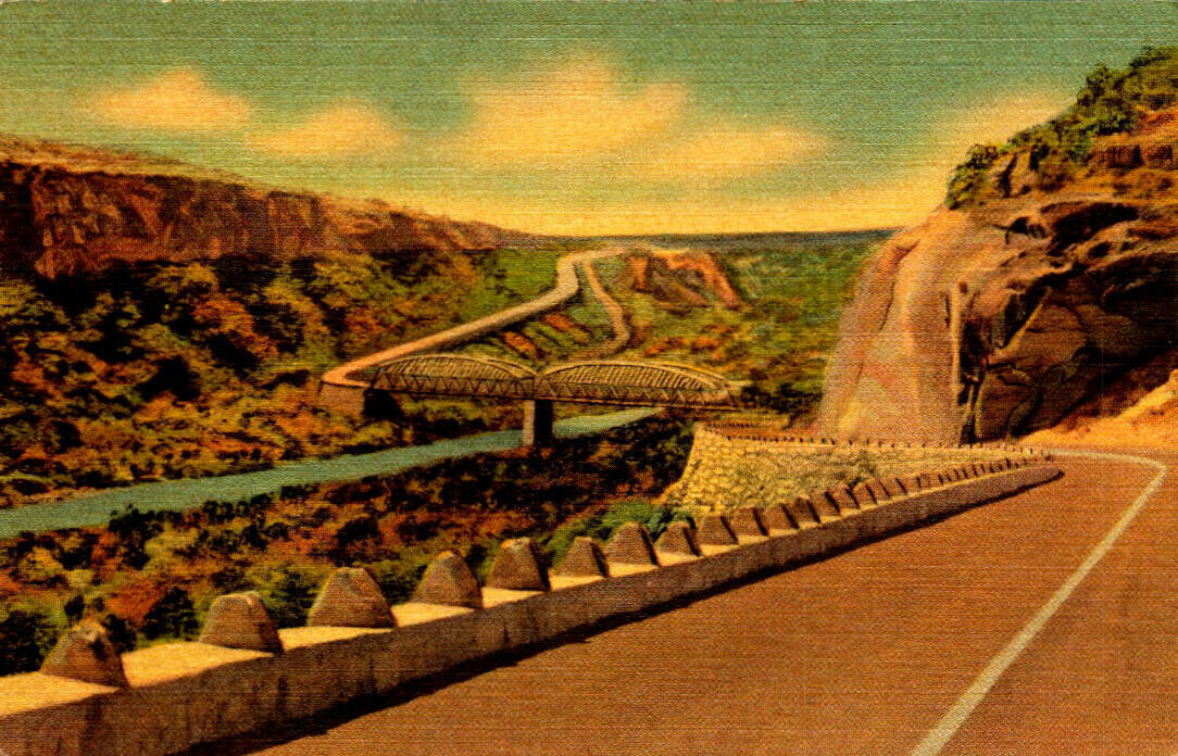 Highway U.S. 90 Crossing the Pecos River - Unposted Linen Postcard