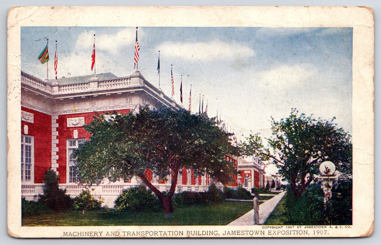 1913 Machinery & Transportation Building Jamestown Exposition VA Posted Postcard