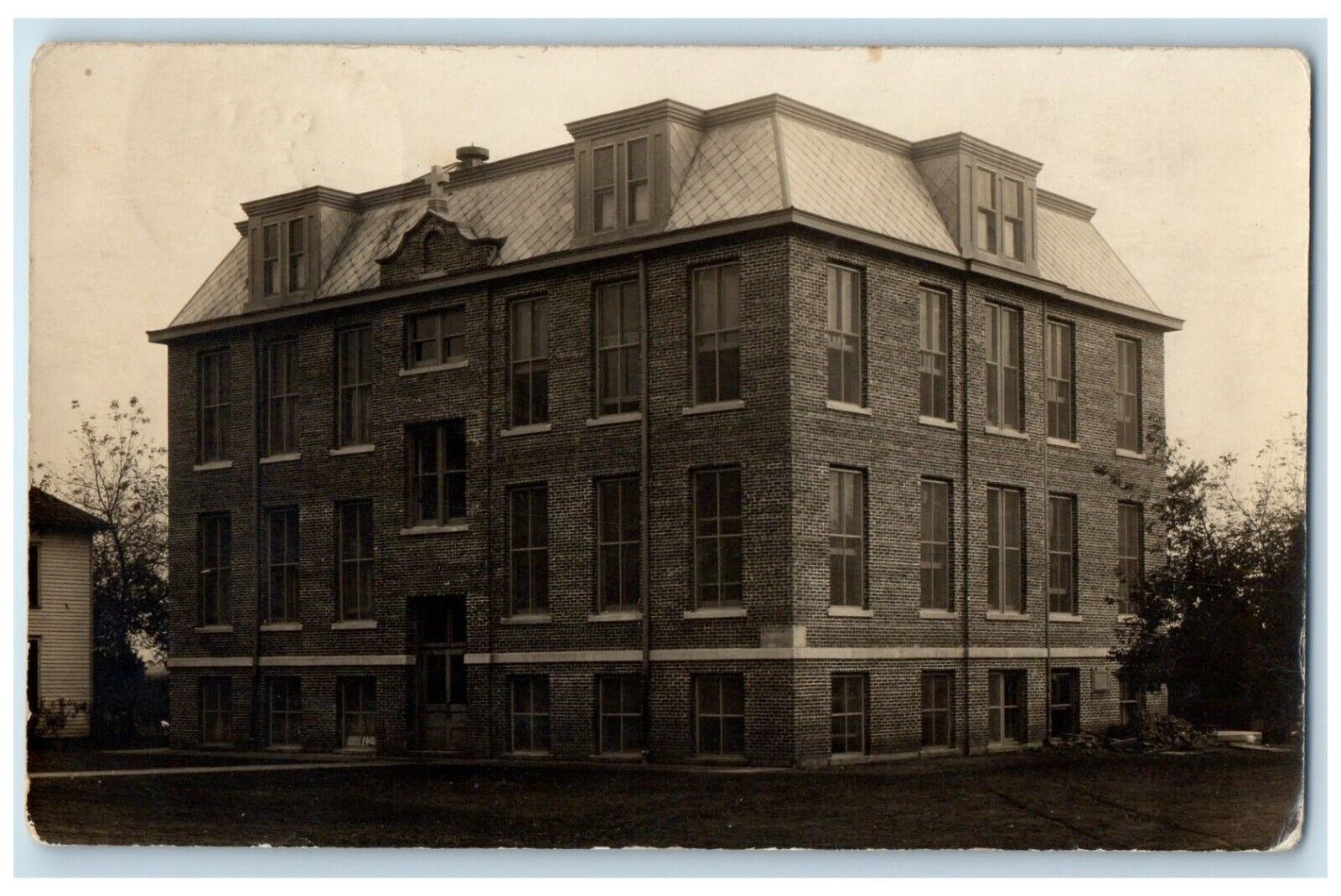 c1910\'s New School Building Campus Amboy Illinois IL RPPC Photo Antique Postcard