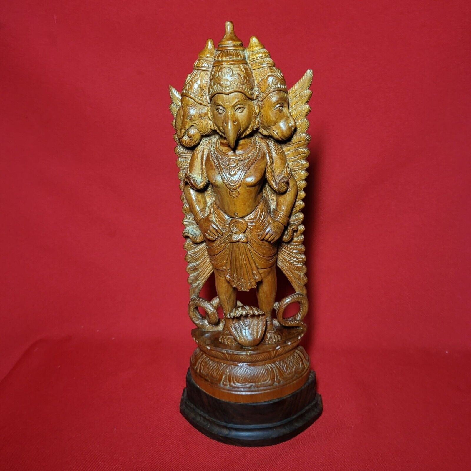 Antique Khatai Sons Hindu Gods Hand Carved Wood Sculpture 13\