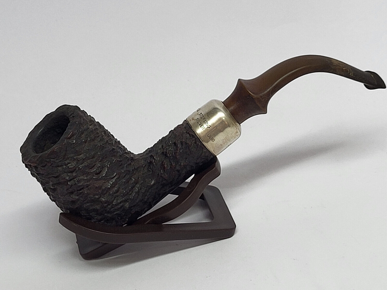 Vintage PETERSON\'S Patent System No. 12393 Rustic Smoking Pipe w/ Silver Ring