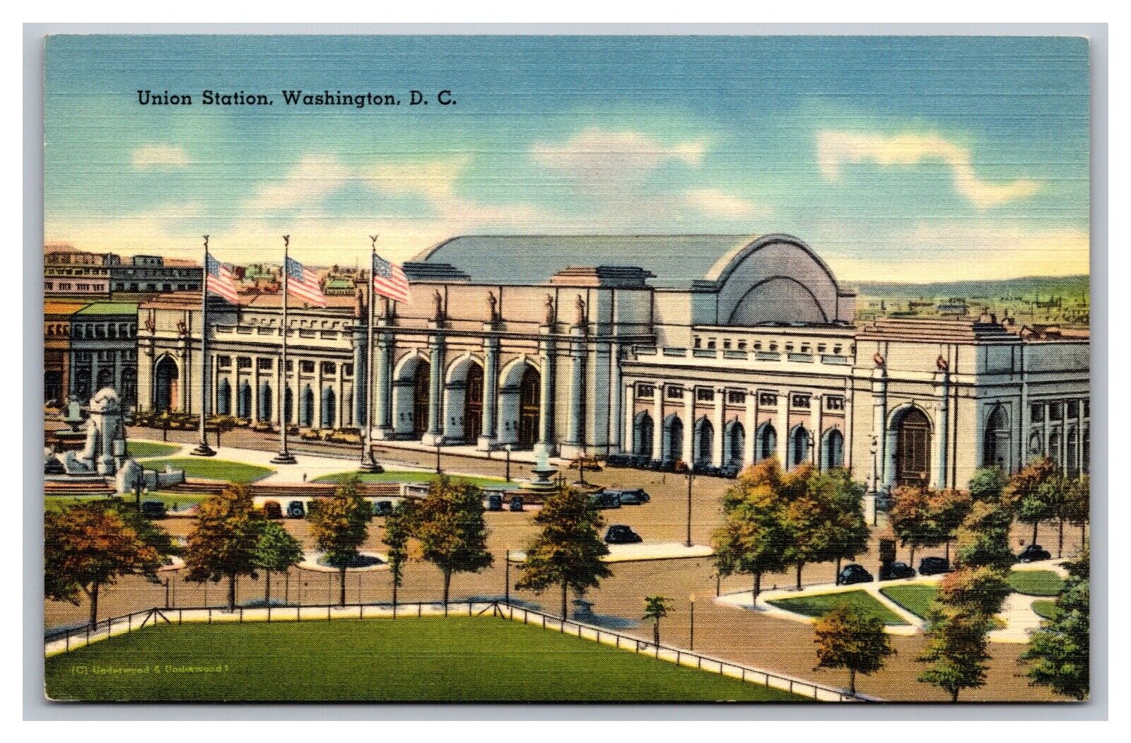 Washington D.C. Union Station Bird\'s Eye Aerial View Linen Postcard