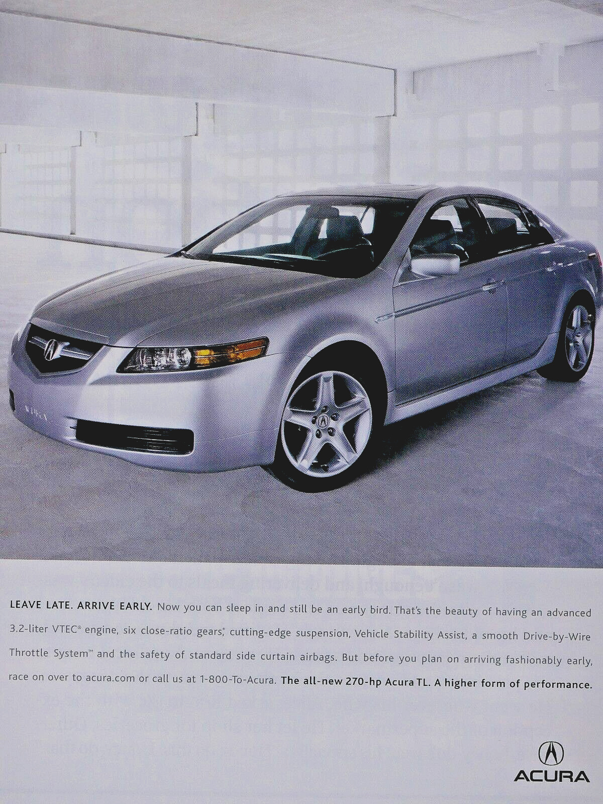 2003 Acura TL  Vintage A Higher Form Of Performance Original Print Ad 8.5 x 11