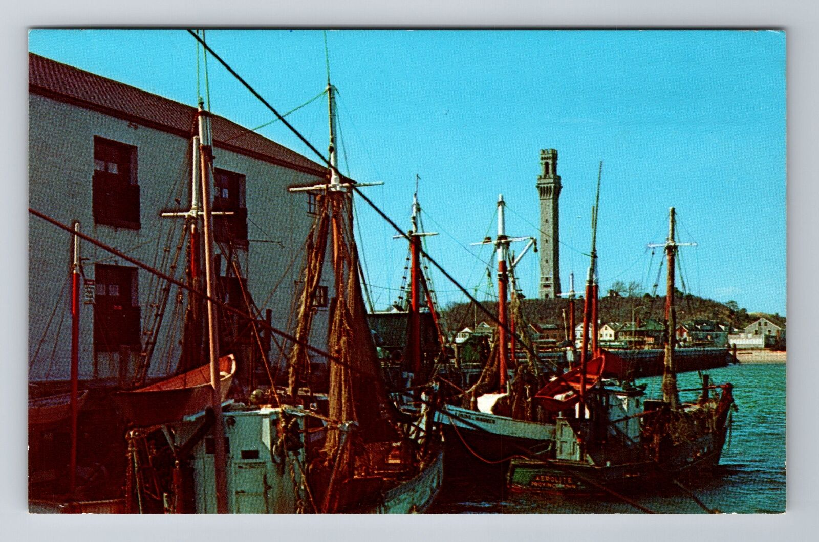 Provincetown MA-Massachusetts, Fishing Boats at Town Pier, Vintage Postcard
