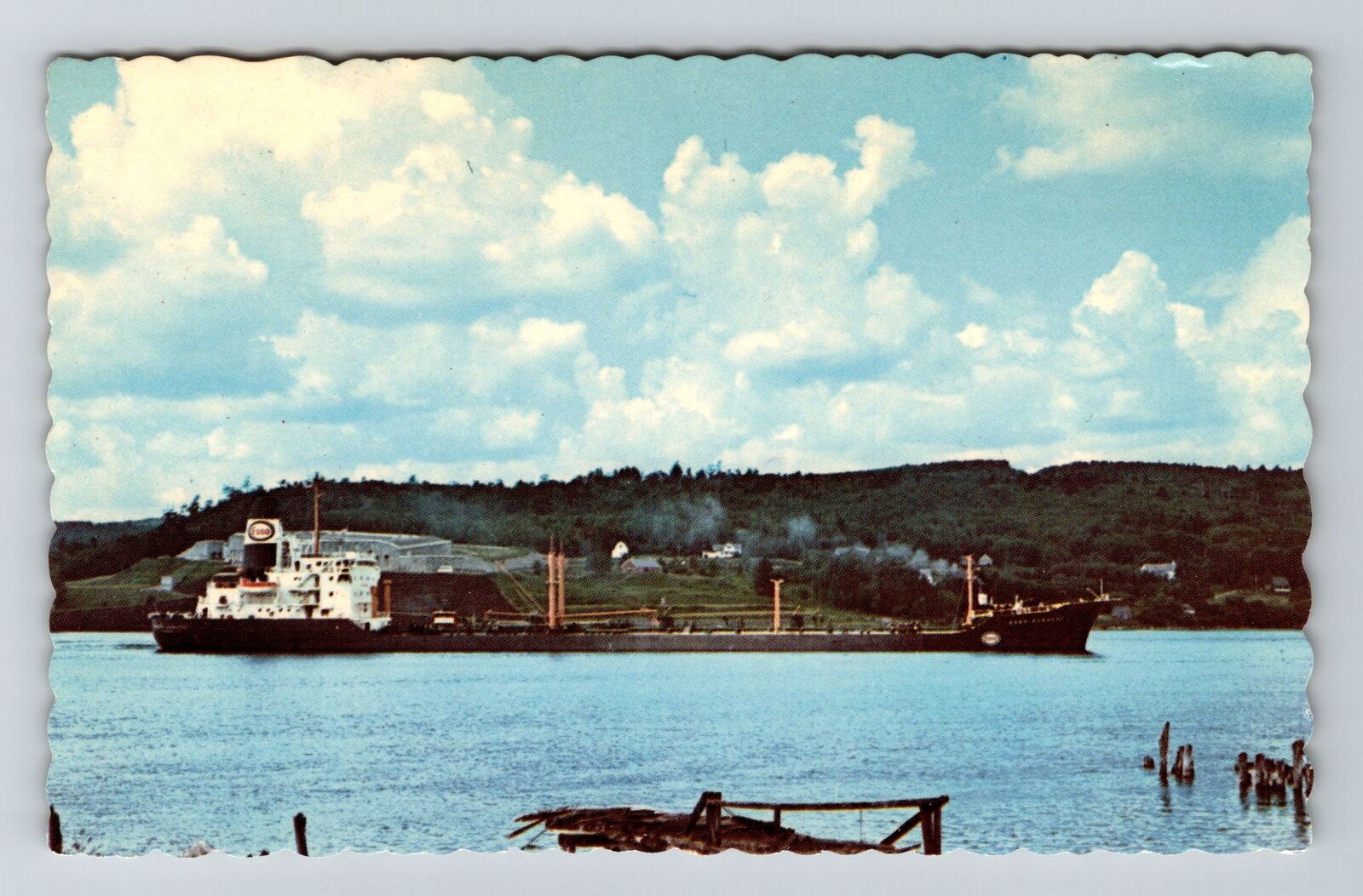 Bucksport ME-Maine ESSO Tanker Penobscot River Ft. Knox Vintage Postcard