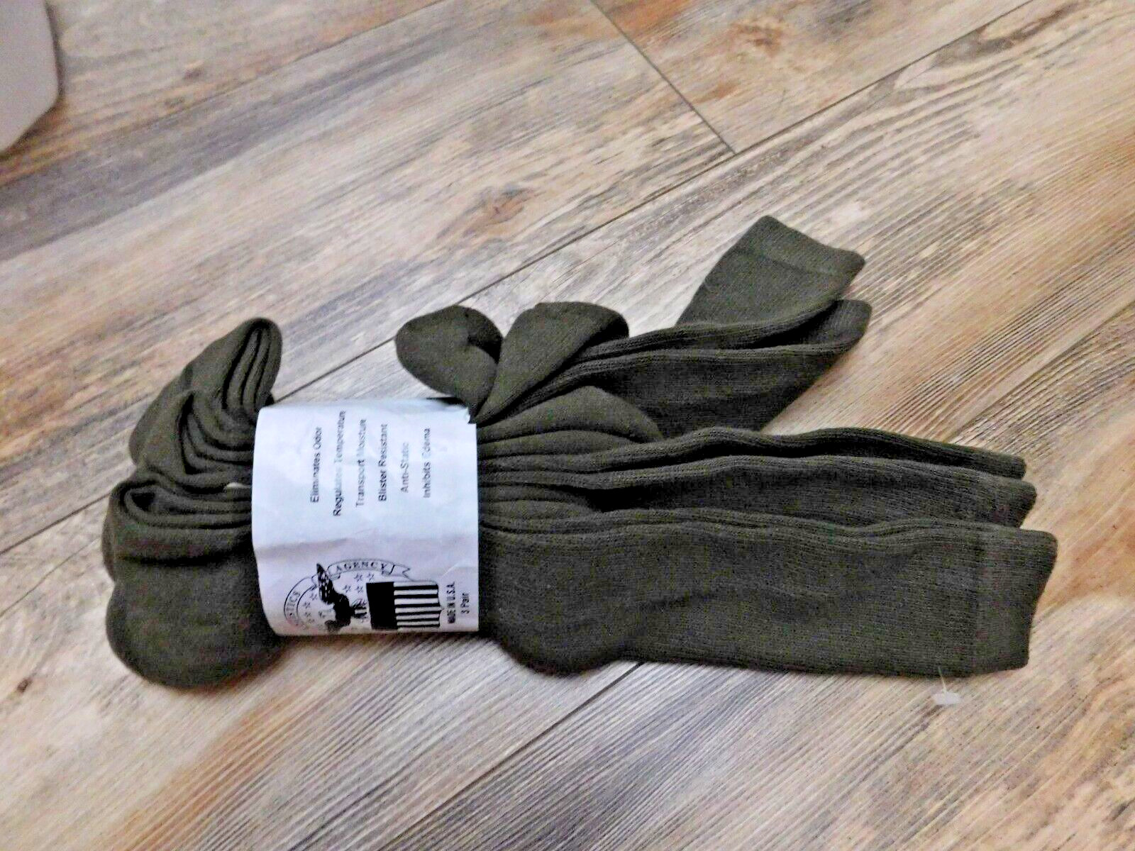 3 MILITARY BOOT SOCKS GREEN SIZE LARGE 12-13 NEW