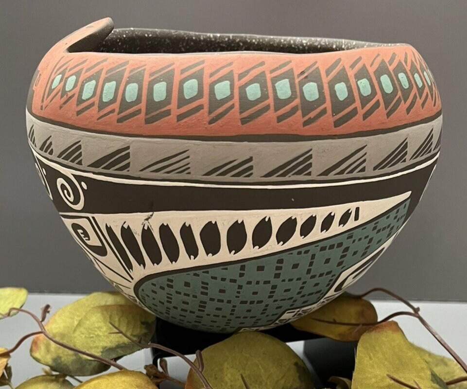 Mata Ortiz Pottery Lucero Ozuna Silveira Polychrome Bowl Paquime Ceramics Art