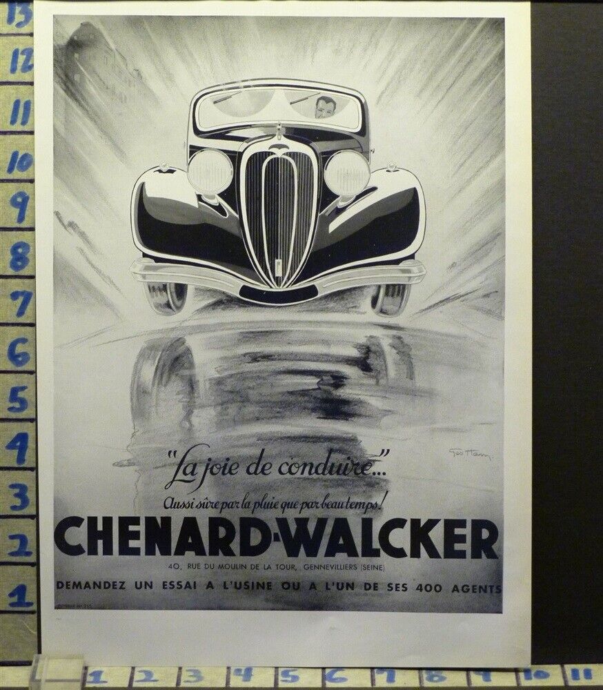 1936 CHENARD WALCKER CAR AUTO GEO HAM SPORT MOTOR FRENCH AB65
