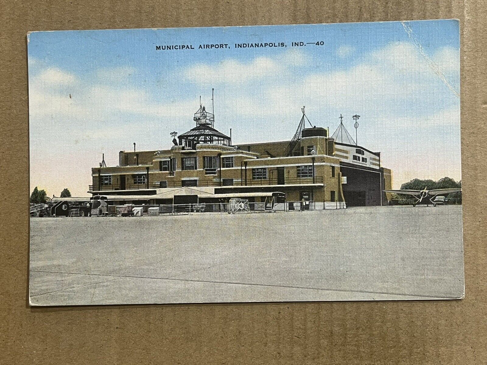 Postcard Indianapolis IN Indiana Municipal Airport Airplane Vintage PC