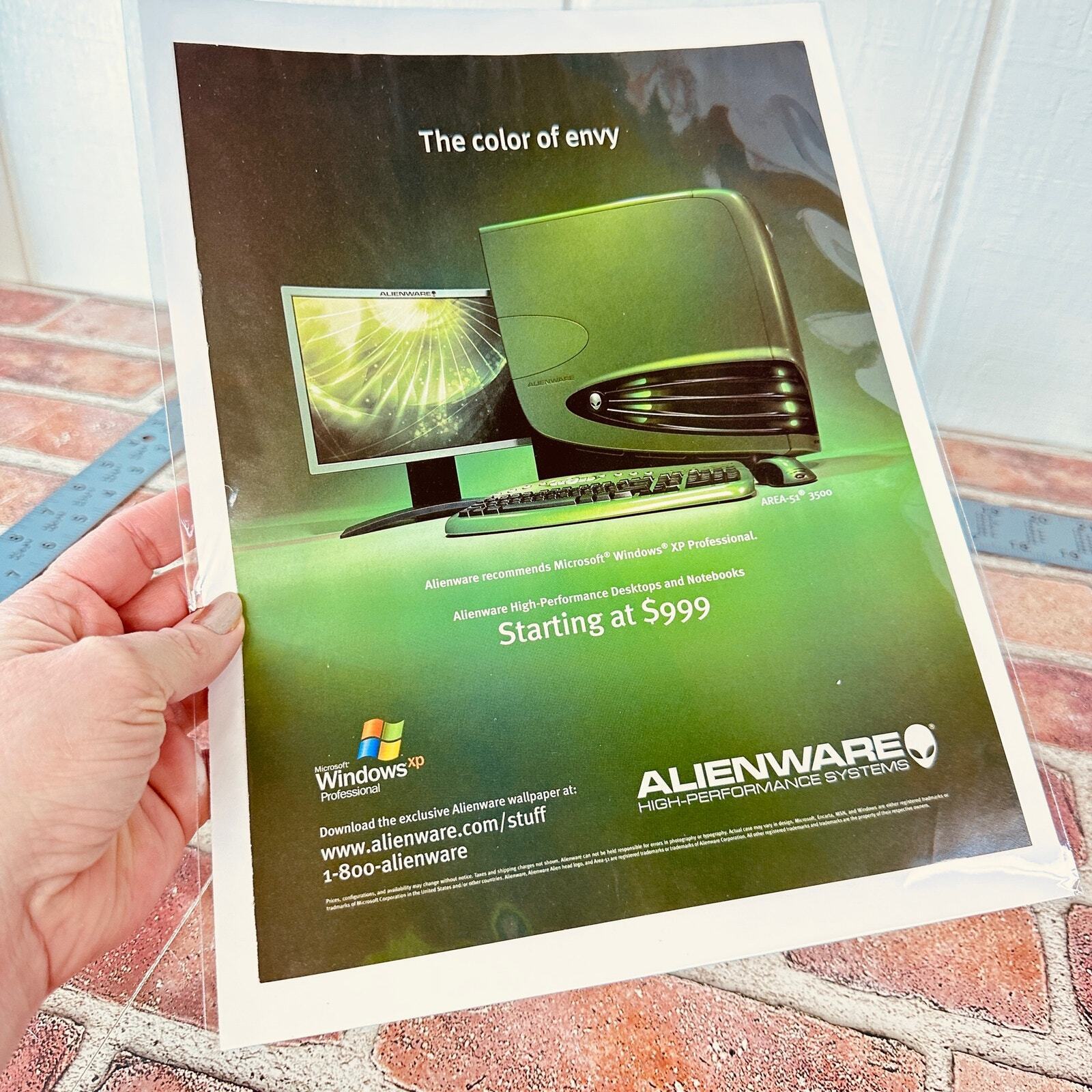 2005 Alienware Windows XP Color of Envy - Green - Original Vtg PRINT AD