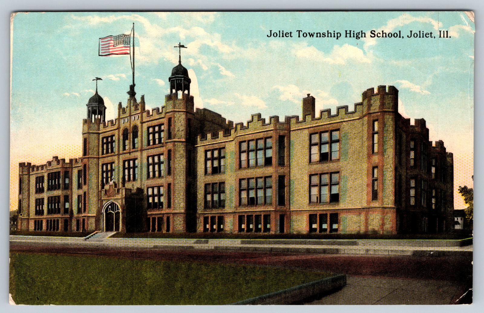 c1910s Joliet Township High School Illinois Vintage Postcard