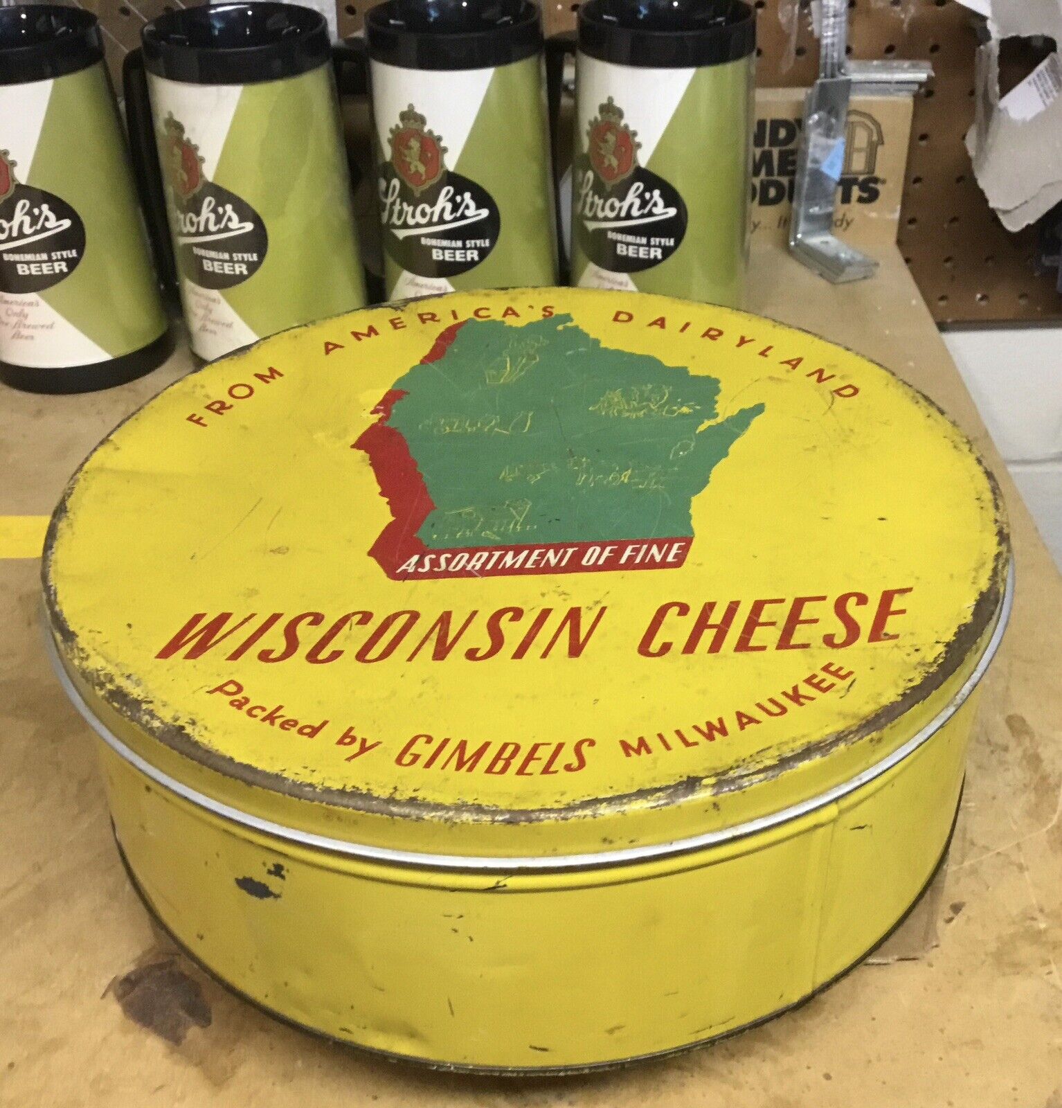 Vintage Wisconsin Cheese Tin ~ “From America’s Dairy land” ~Gimbels ~Milwaukee