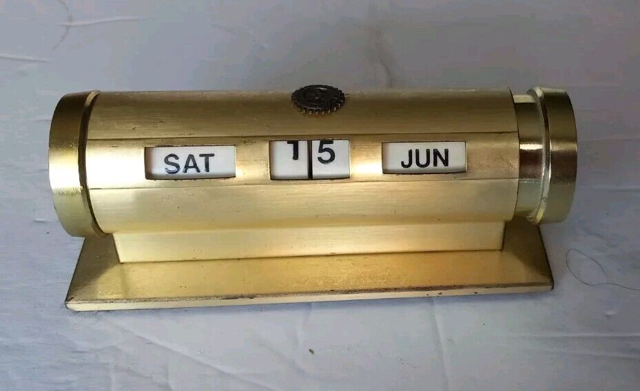 Vintage Rotary International Brass Rotary Date Calendar