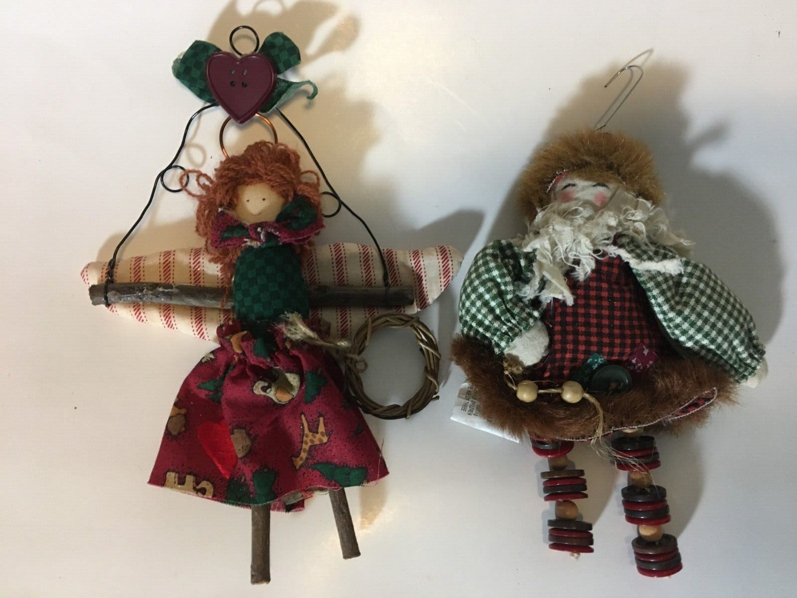Unique Vintage Christmas Large Ornaments (2) Handmade Folk Art 6\