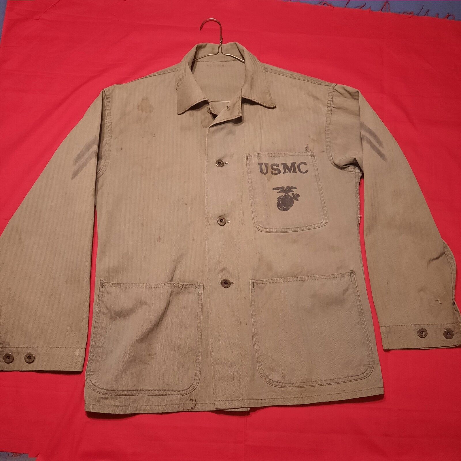 Original WWII USMC P41 HBT Jacket with Marine Buttons