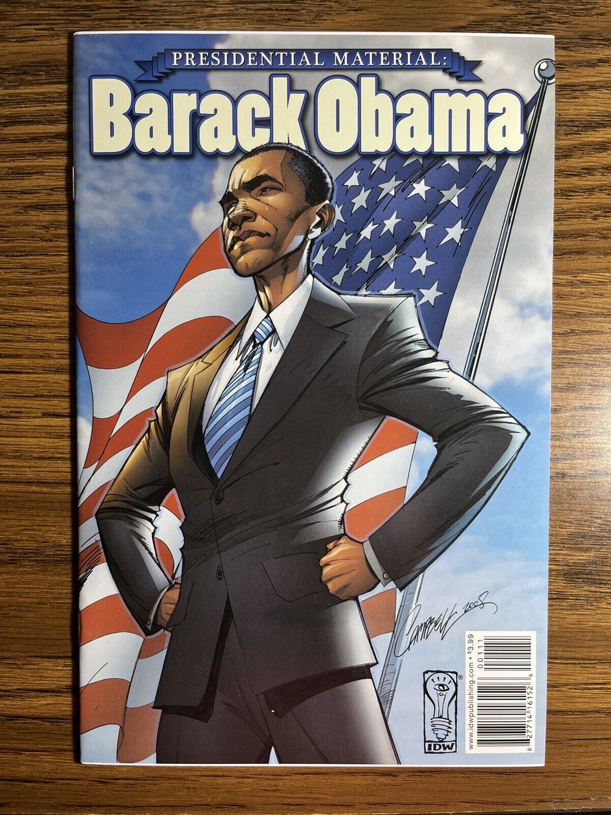 PRESIDENTIAL MATERIAL: BARACK OBAMA 1 J. SCOTT CAMPBELL COVER IDW COMICS 2008