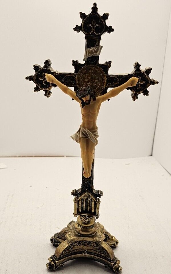 Resin Jesus Christ on Inri Cross Home Chapel Decoration Cross Crucifix Easter De