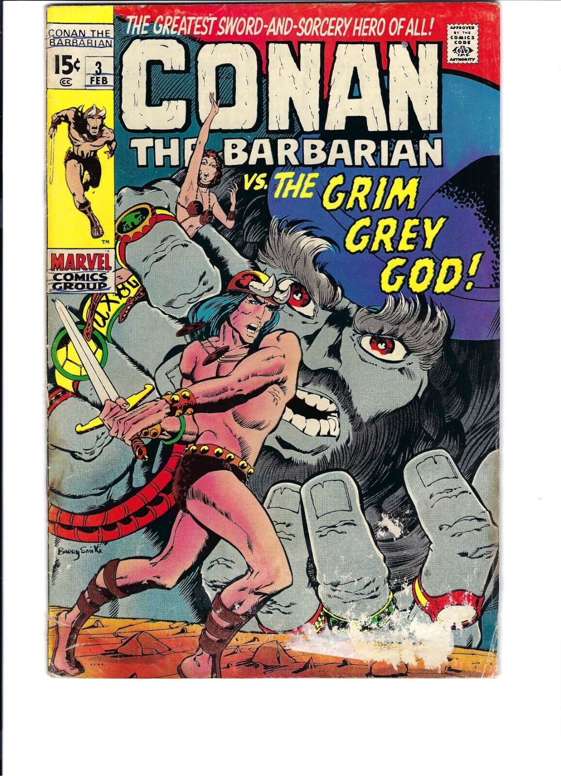 CONAN THE BARBARIAN #3 (Feb 1971) Low Grade – Marvel Silver Age