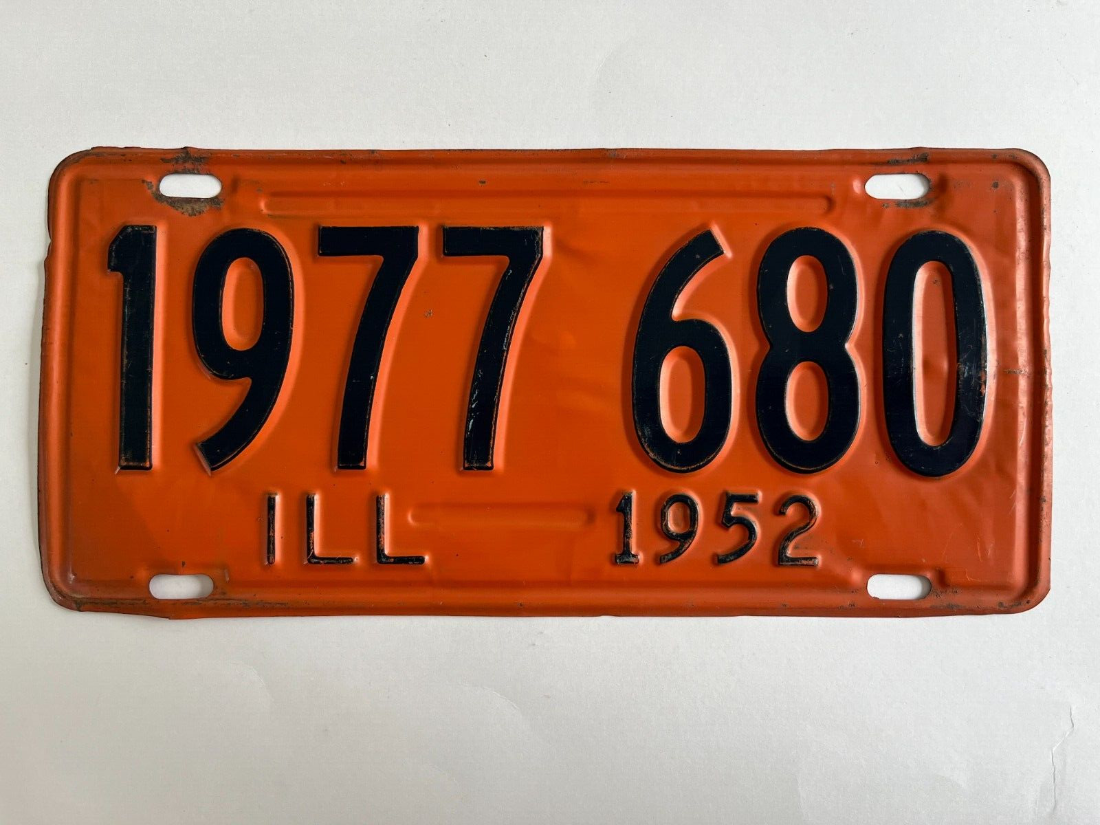 1952 Illinois License Plate 7 Digit All Original Paint