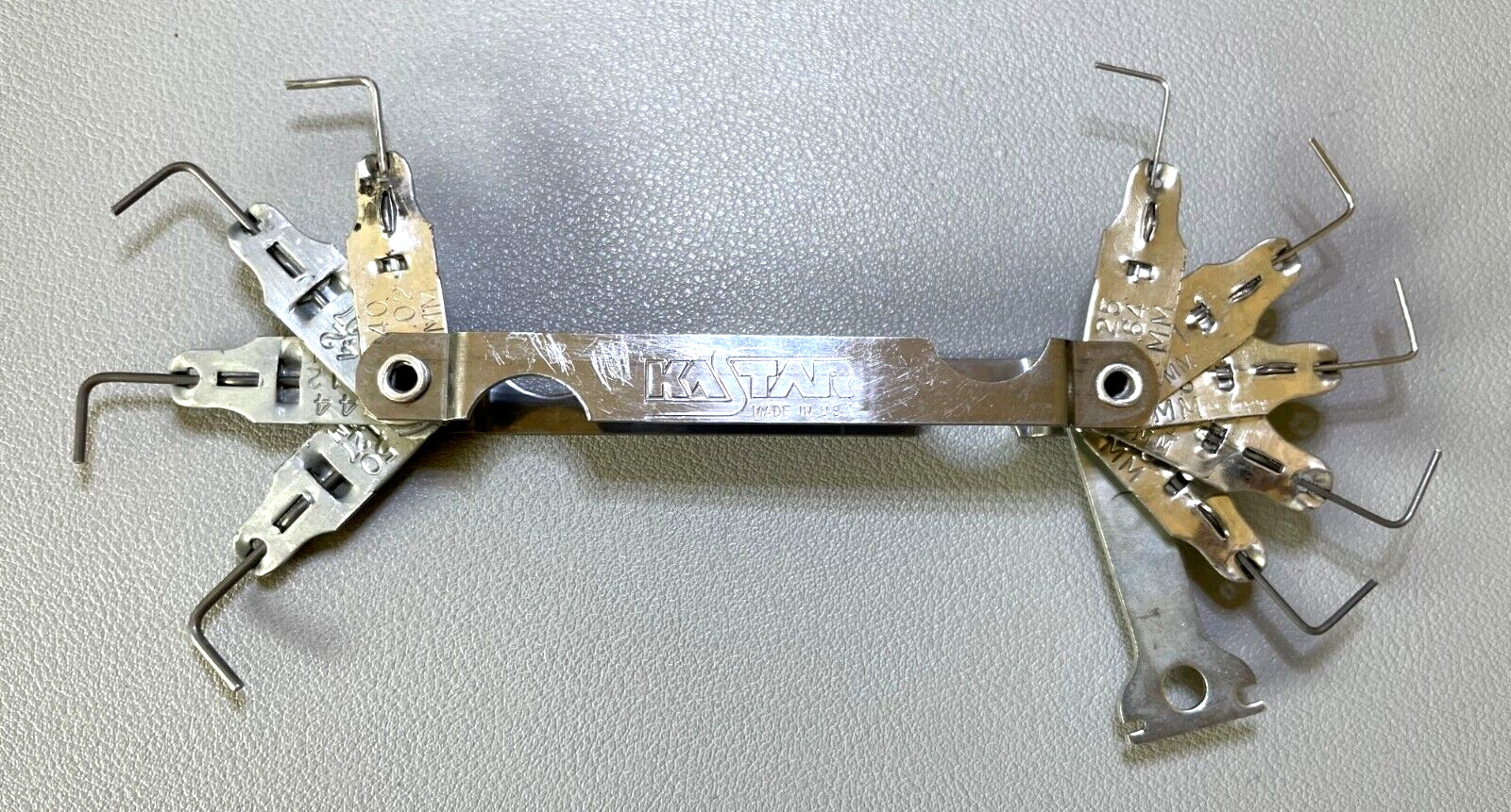 Vintage Kastar Spark Plug Gap Gauge Tool - (9) Wire Sizes - USA Made