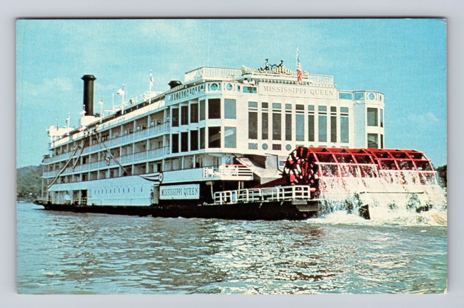 Mississippi Queen Steamboat, Paddle Wheel, Ohio River, Ship, Vintage Postcard