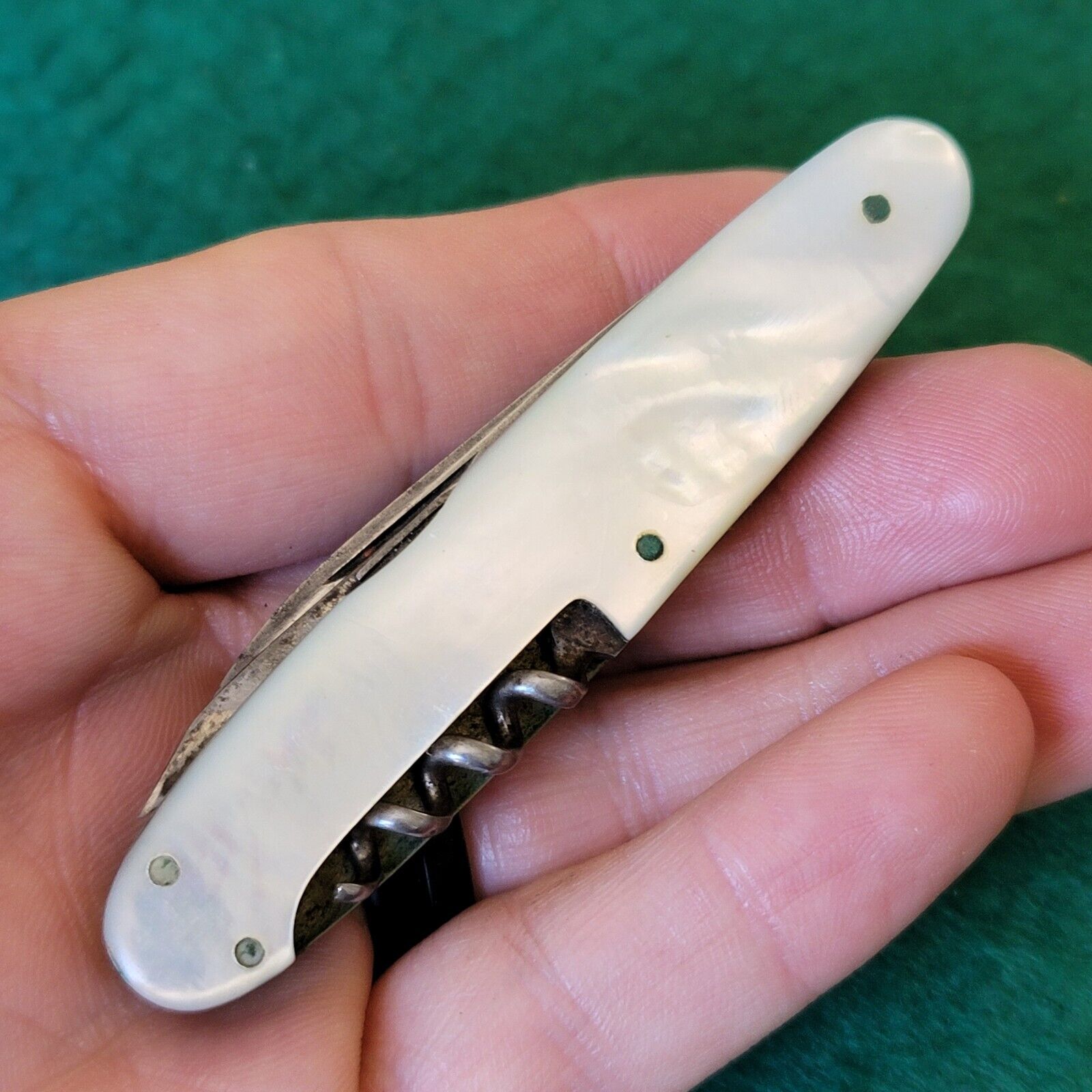 Old Vintage Antique Cattaraugus Pearl Gents Pen Pocket Knife W Etch P&R