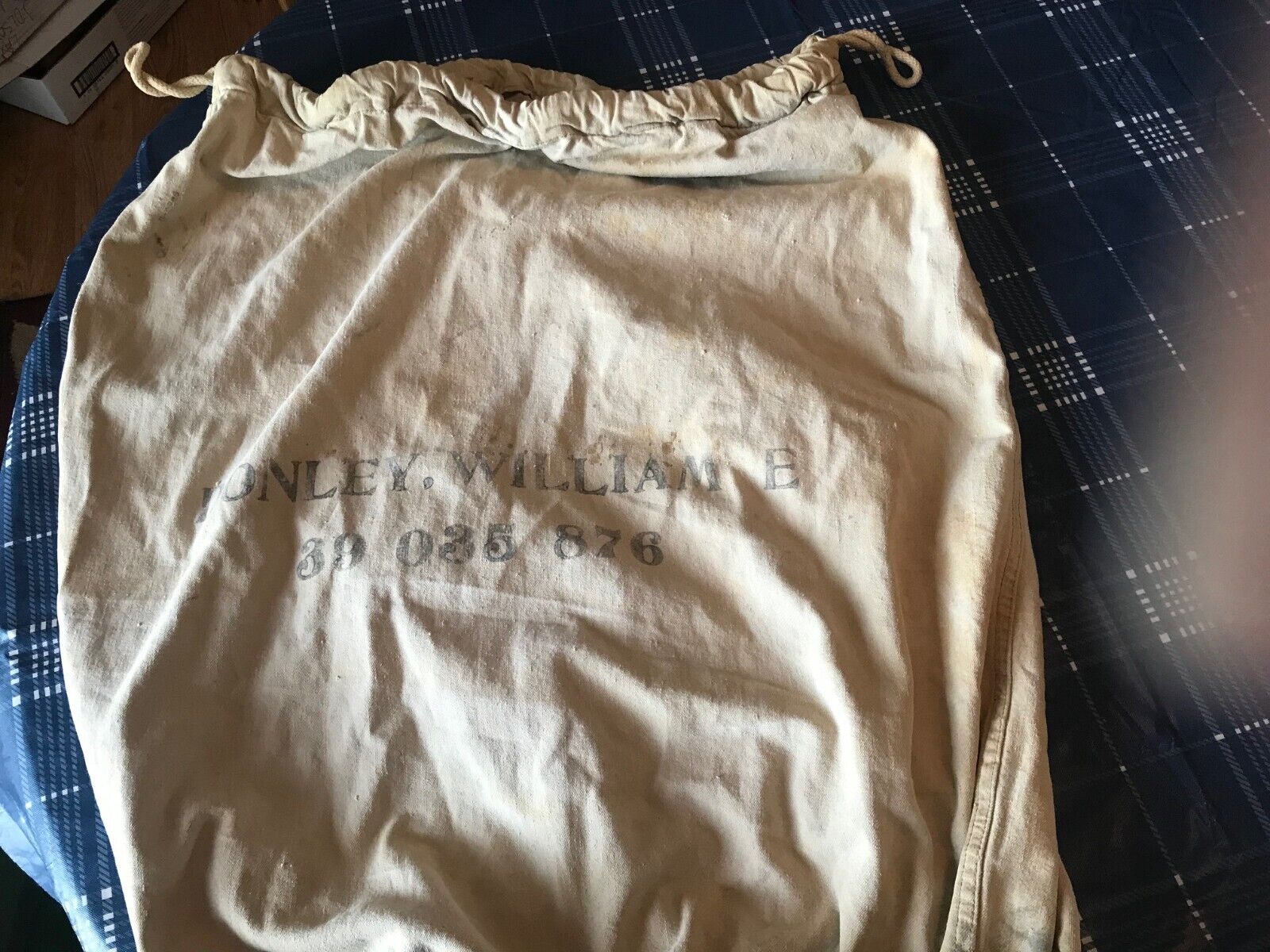 Vintage WWII WW2 US  Army  Cotton Military ID Laundry Bag  Named twice