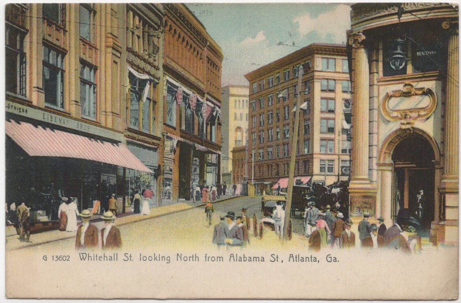 Atlanta Georgia Street View of Whitehall Street  Rotograph Co. Unposted Postcard