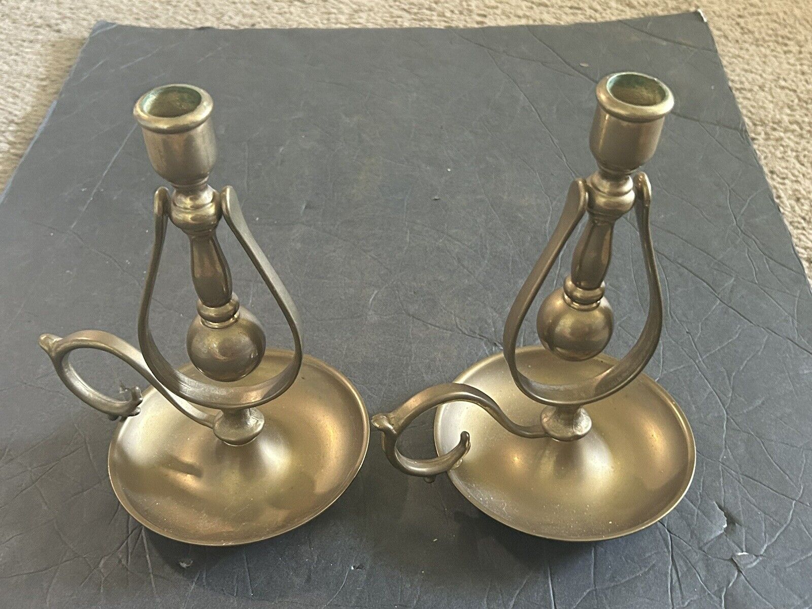 Vtg Pair of Brass Swivel Nautical Ship Chamberstick Candle Holders Made in Italy