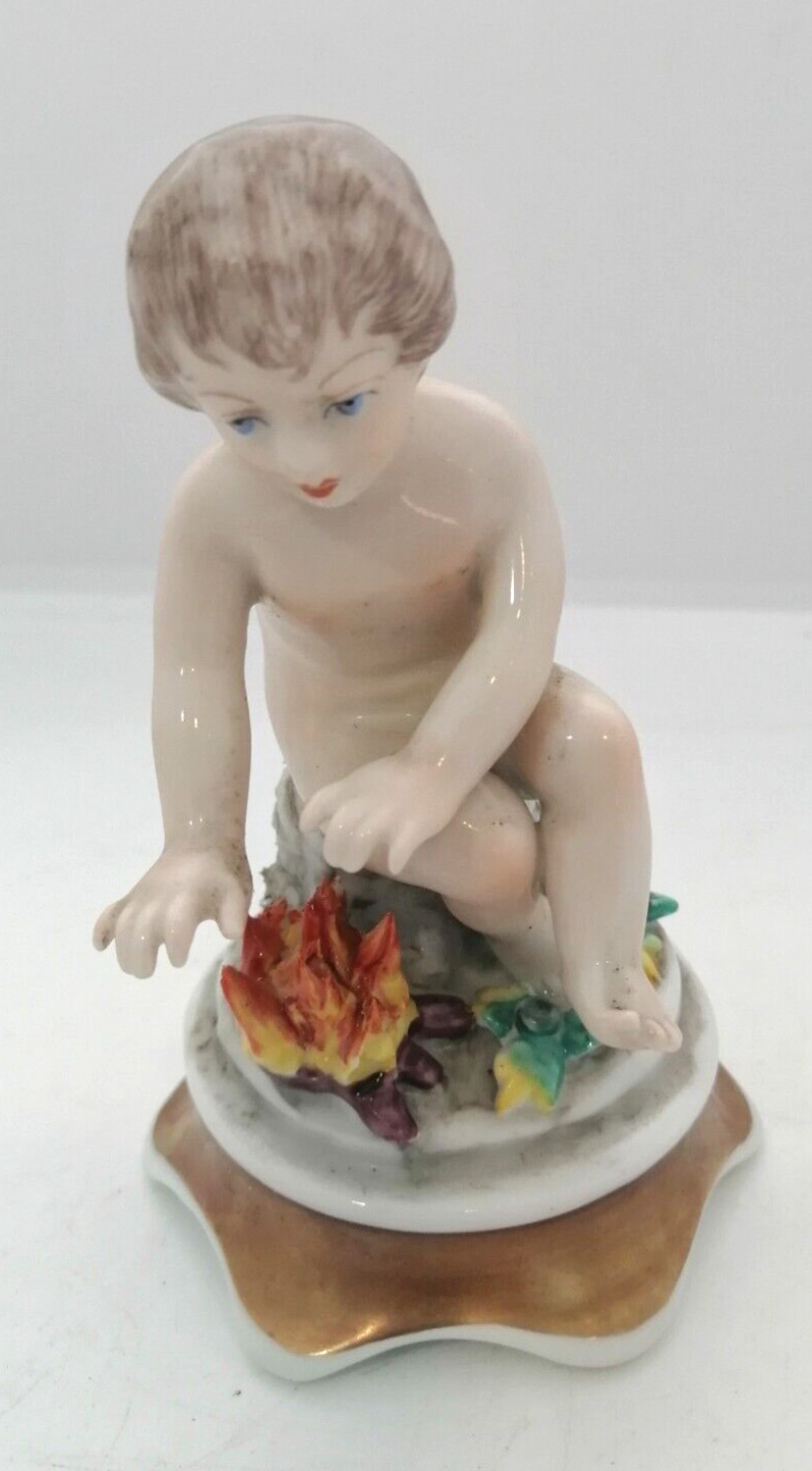 Vintage Statue Artibus Portugal Baby Cherub Putti querubim Porcelain Figurine