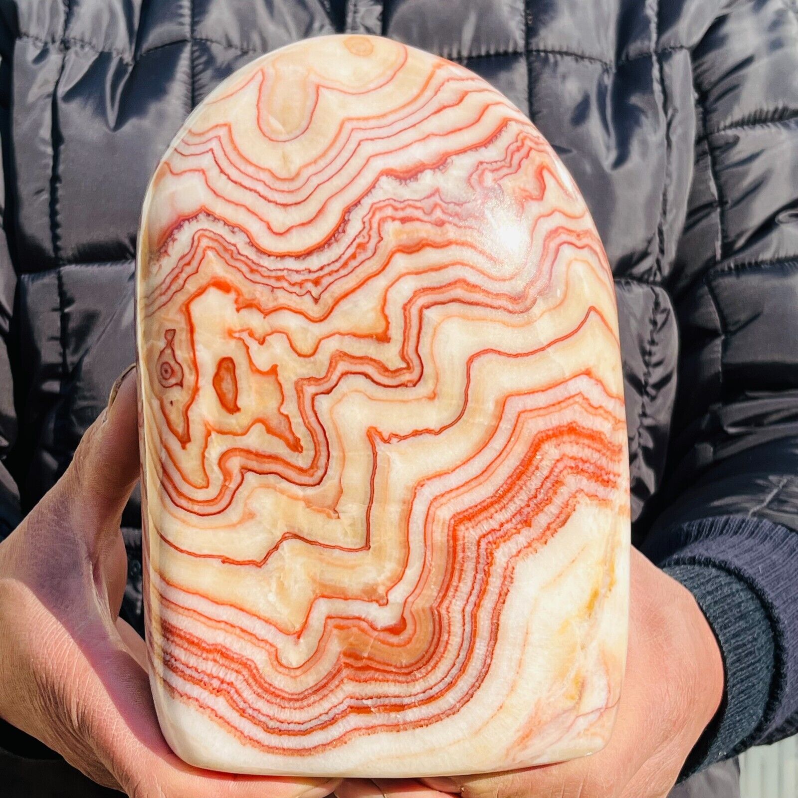 10.2LB Large beautiful Natural Red striped Pork Stone Landscape mineral specimen