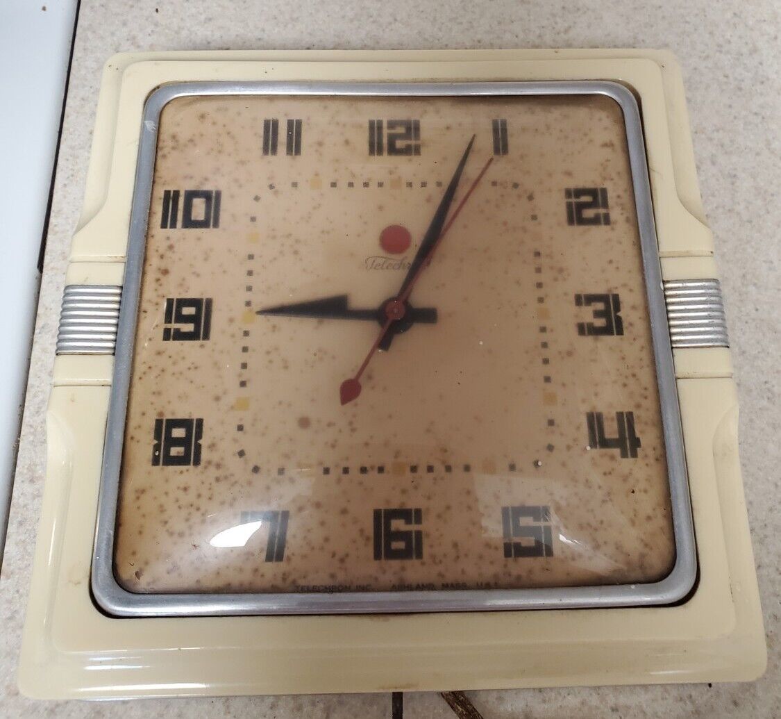 1940s Art Deco Telechron Kitchen clock model 2H11 Café 