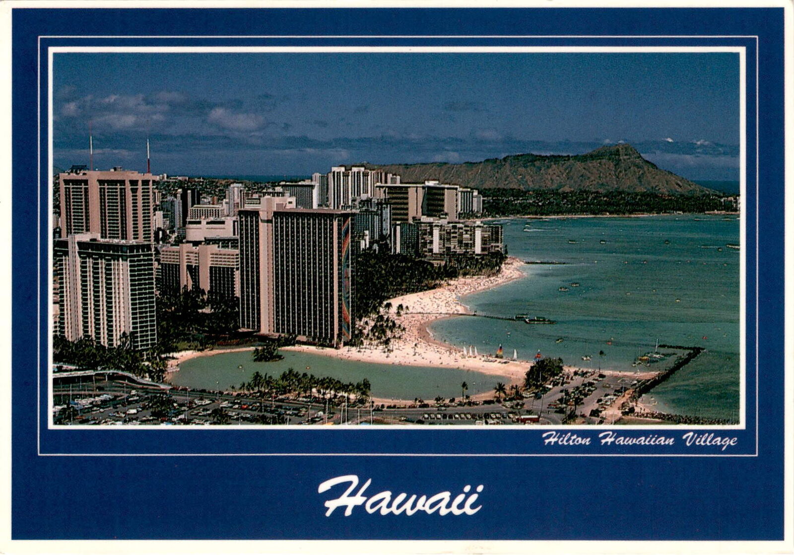 Hawaii, Hilton Hawaiian Village, Waikiki Beach, Diamond Head, Bear Postcard