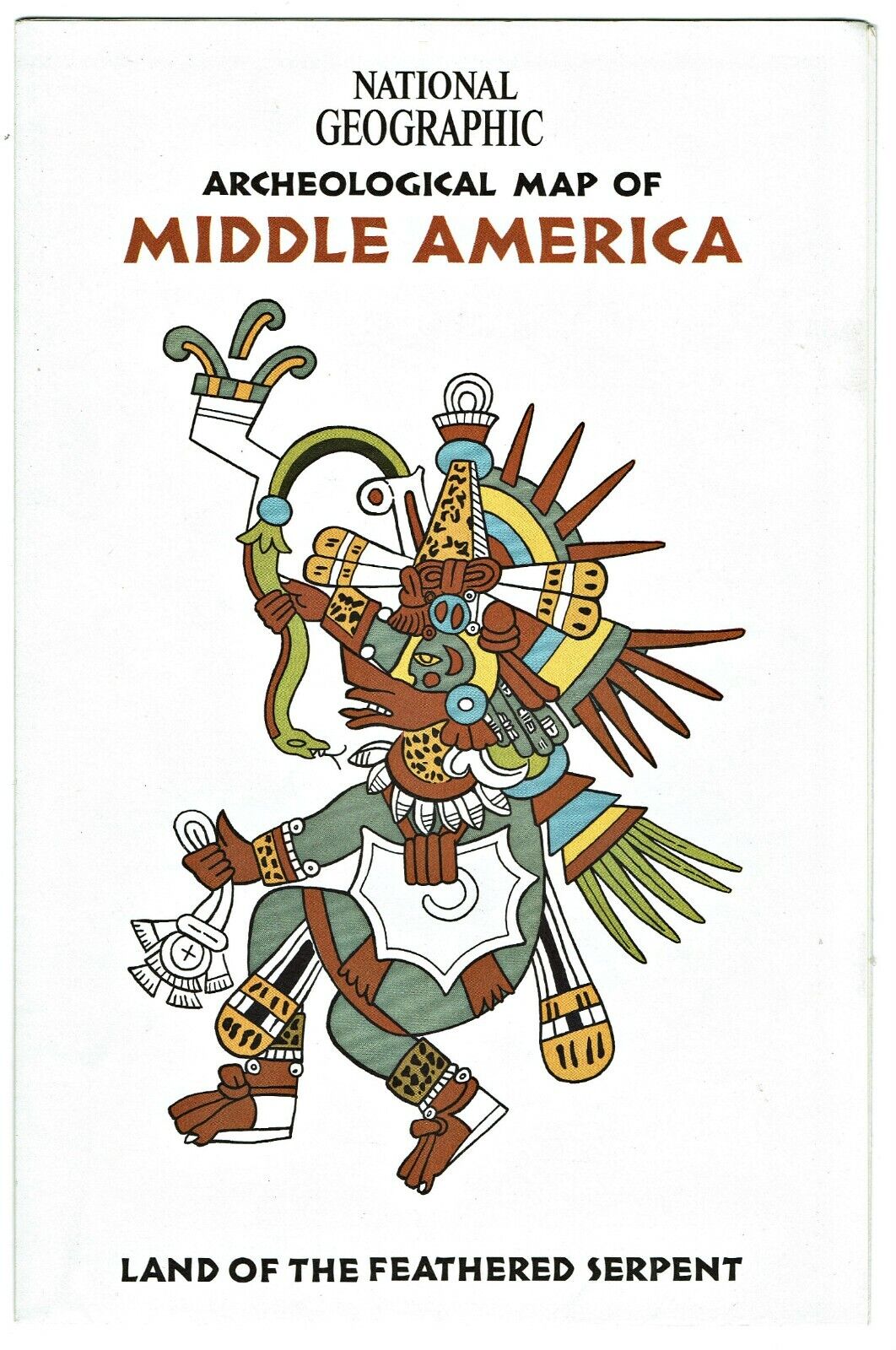 ⫸ 1968-10 October MIDDLE AMERICA National Geographic Map Mayan Aztec - A1
