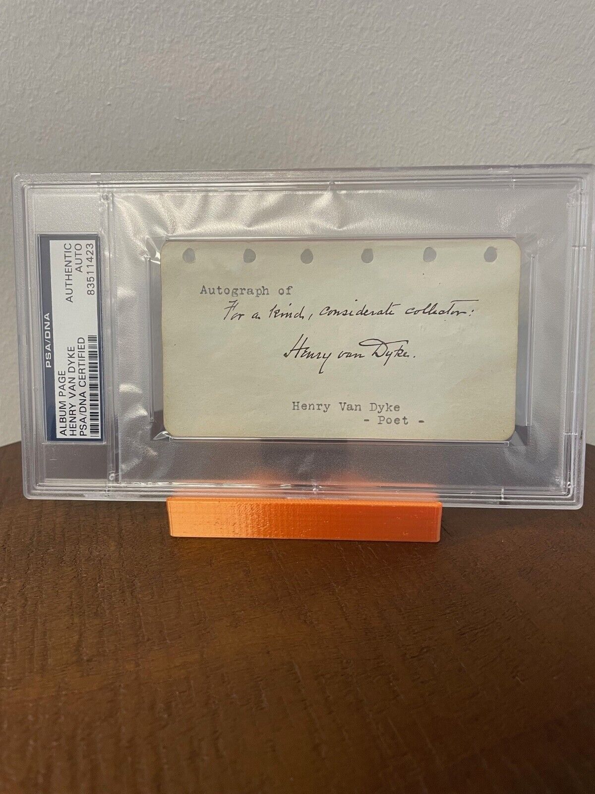 HENRY VAN DYKE - SIGNED AUTOGRAPHED ALBUM PAGE - PSA/DNA SLABBED & CERTIFIED