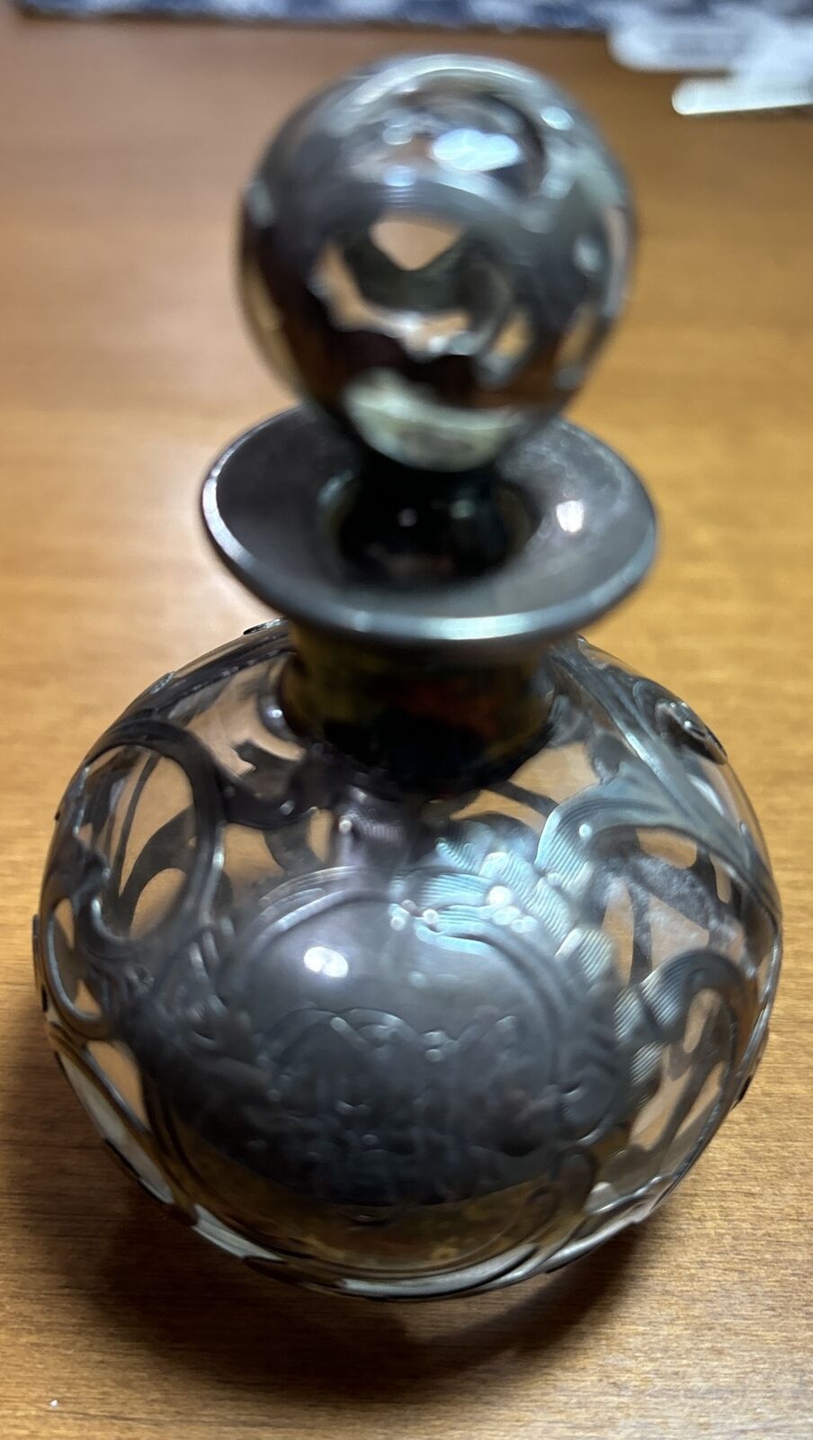 Antique Fine Silver 999/1000 Overlay Perfume Bottle 3.25\