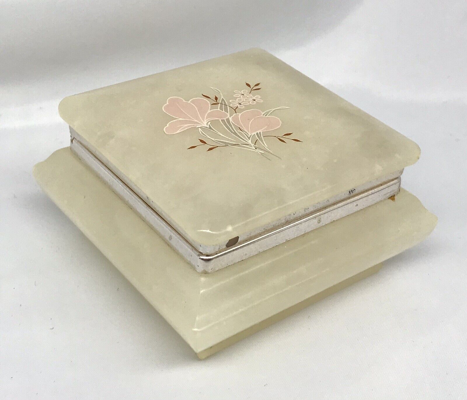 Small Genuine Alabaster Trinket Box Made in Italy