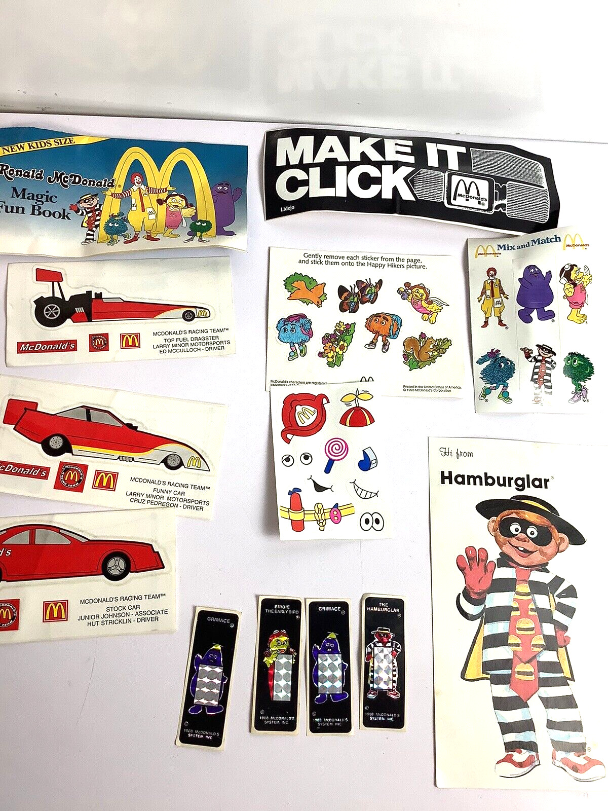 Vintage McDonald’s Stickers, Bumper Sticker and Card