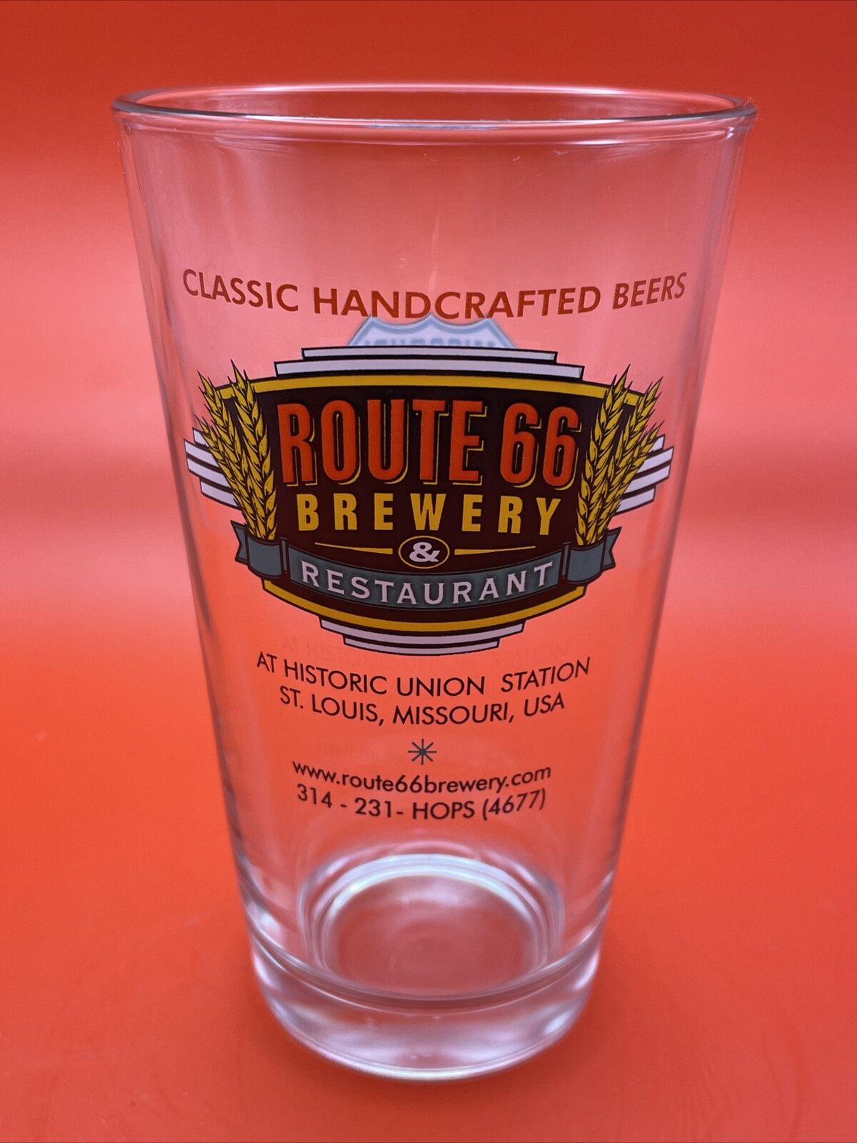 ROUTE 66 Brewery & RESTAURANT Pint Glass St Louis Missouri Union Station NICE