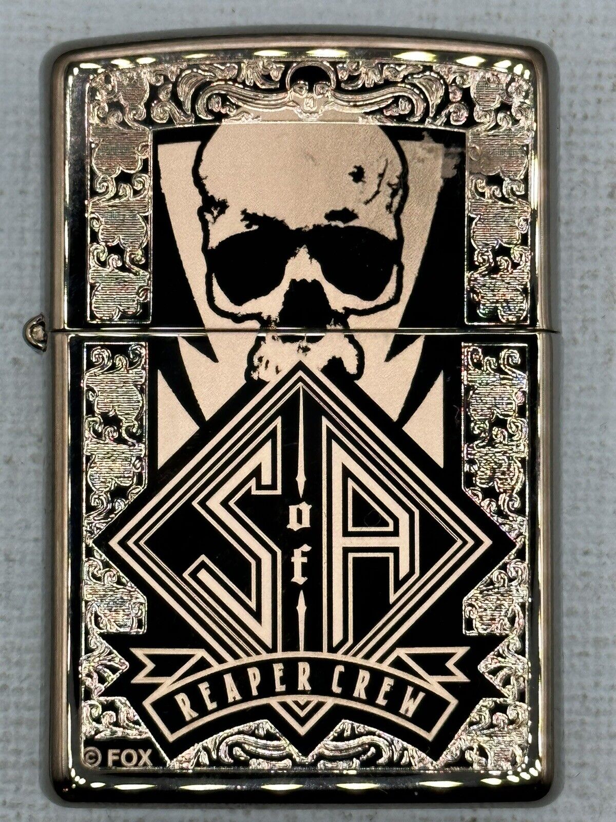 2015 Sons Of Anarchy Reaper Crew Black Ice Zippo Lighter NEW Never Struck