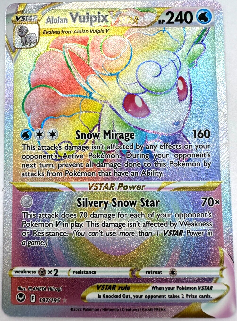 Pokemon Card TCG Vulpix VStar 197/195 Silver Stormwinds Holo Rare NM English