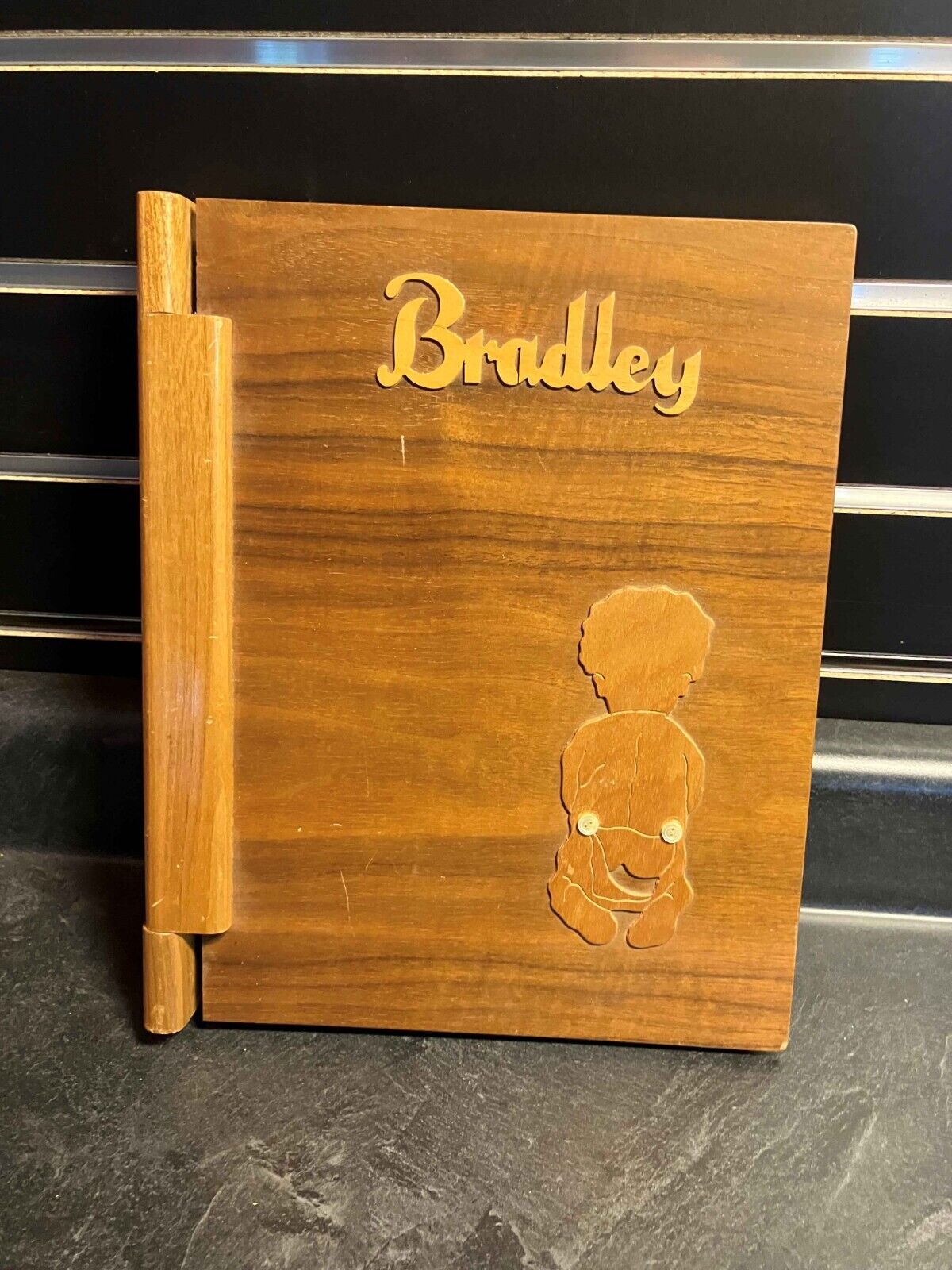 Vintage Wooden Bradley Baby Scrapbook from 1950\'s