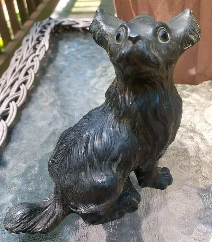 RARE 1940s Vtg 3 Headed Metal Dog Figurine By Arthur Lindwall, NY-Brass Washed