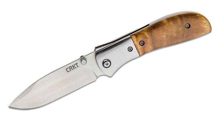 CRKT Carson M4-02W Burl Wood Handle Assisted Liner Lock Folding Knife