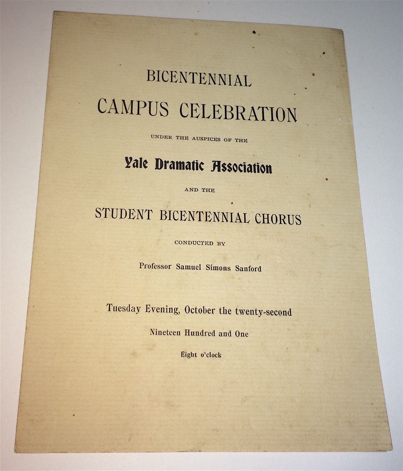 Rare Antique Victorian American Yale Dramatic Assoc Celebration Program C.1901